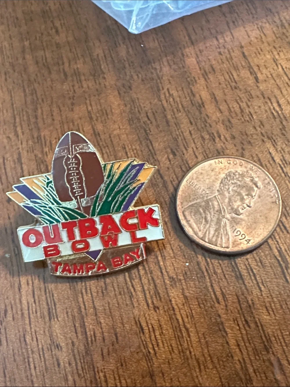 Vintage Outback Bowl Tampa Bay Red Enamel Pin